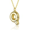 Kids' 14K gold plated necklace with white swarovski crystal initial pendant in bubble letter design - 3 of 3