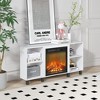 HOMLUX Corner Fireplace TV Stand for TVs up to 55", 4 Open Shelves, Black/Gray/White - 3 of 4