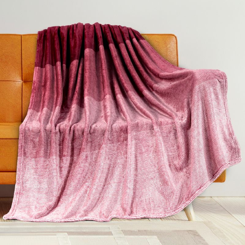 PAVILIA Premium Fleece Throw Blanket for Sofa Couch, Soft Flannel Plaid Stripe Decorative Print Blanket, 1 of 9