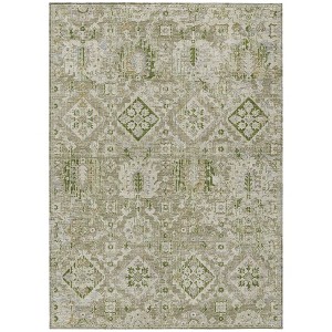 Fern Green And Beige Floral Medallion Washable Indoor Outdoor Area Rug - 1 of 4