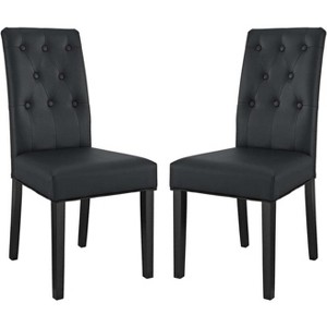Modway Confer Dining Side Chair Vinyl Set of 2 Black - 1 of 3