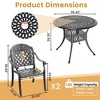 3-Piece Cast Aluminum Outdoor Dining Set: Round Table, Stackable Chairs & Red Cushions - All-Weather Patio Furniture for Your Backyard - 4 of 4