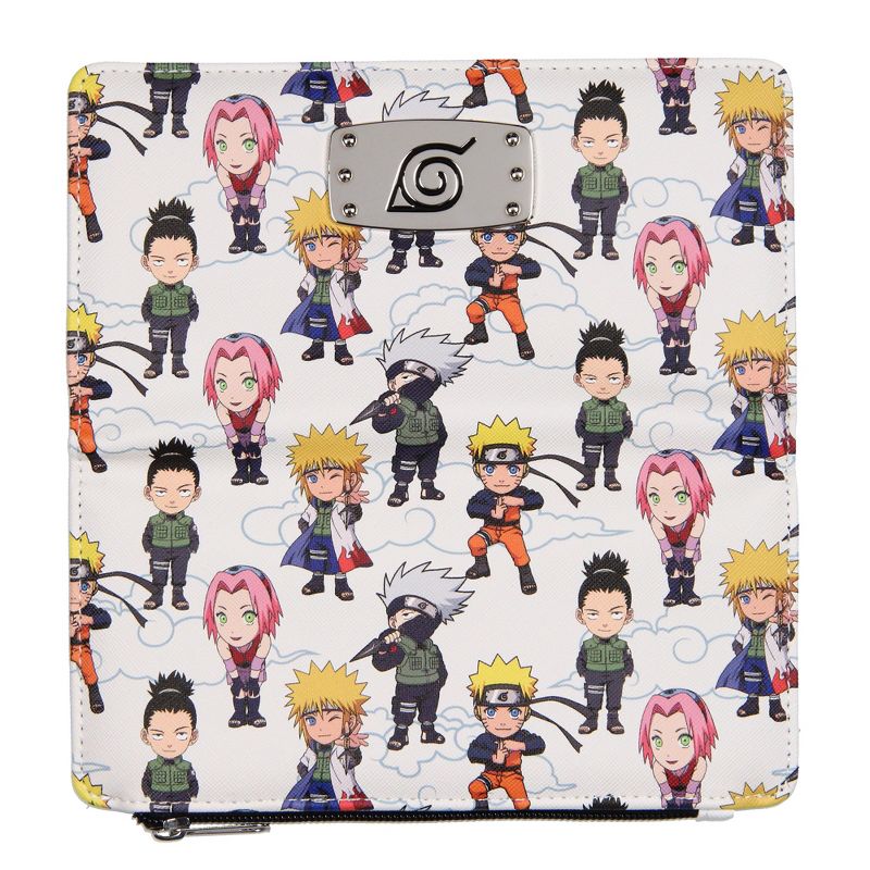 Naruto Shippuden Chibi Figures Snap Closure Faux Leather Wallet For Women White, 3 of 5