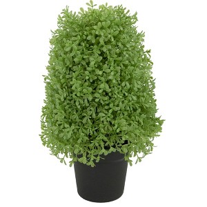 Northlight Artificial Boxwood Cone Topiary Tree with Round Pot - 15" - Unlit - 1 of 4