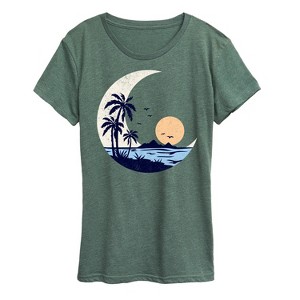 Women's - Instant Message - Moon Beach Scene Short Sleeve Graphic T-Shirt - 1 of 4