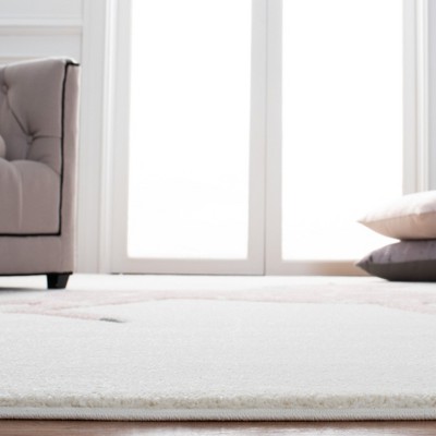 Ivory and Pink Unicorn Kids Rectangular Area Rug