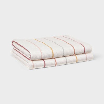 2pc Quick Dry Striped Waffle Oversize Bath Towel - Room Essentials™