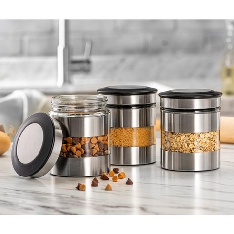 Le'raze Airtight Food Storage Container for Kitchen Counter with Window, Set of 3