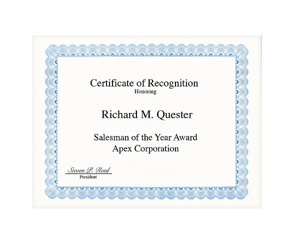Geographics&#174; Parchment Paper Certificates, 8-1/2 x 11, Blue Conventional Border, 50/Pack