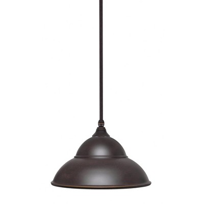 Toltec Lighting Any 1 - Light Pendant in  Dark Granite with 13” Dark Granite Double Bubble Metal Shade Shade