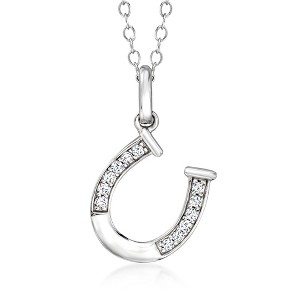 Ross-Simons 0.10 ct. t.w. Diamond Horseshoe Pendant Necklace in Sterling Silver - 1 of 4