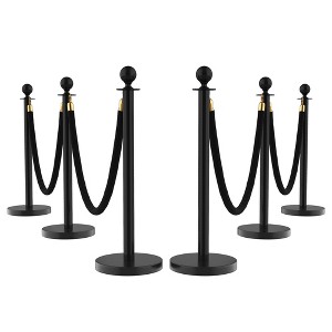 Stanchions and Velvet Ropes, 5 FT Crowd Control Barriers with Sand-Fillable Weighted Base, Stainless Steel Rope Barriers for Red Carpet - 1 of 4