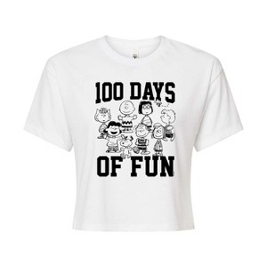 Women's - Peanuts - 100 Days Of Fun Cropped Graphic T-Shirt - 1 of 4