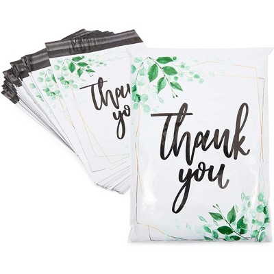 Stockroom Plus 100-Pack Thank You Floral Poly Mail Envelopes Document Mailers Self Adhesive Bag 10 x 13 in