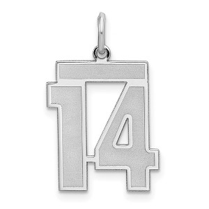 Black Bow Jewelry Sterling Silver, Jersey Collection, Medium Number 14 Pendant - 1 of 4
