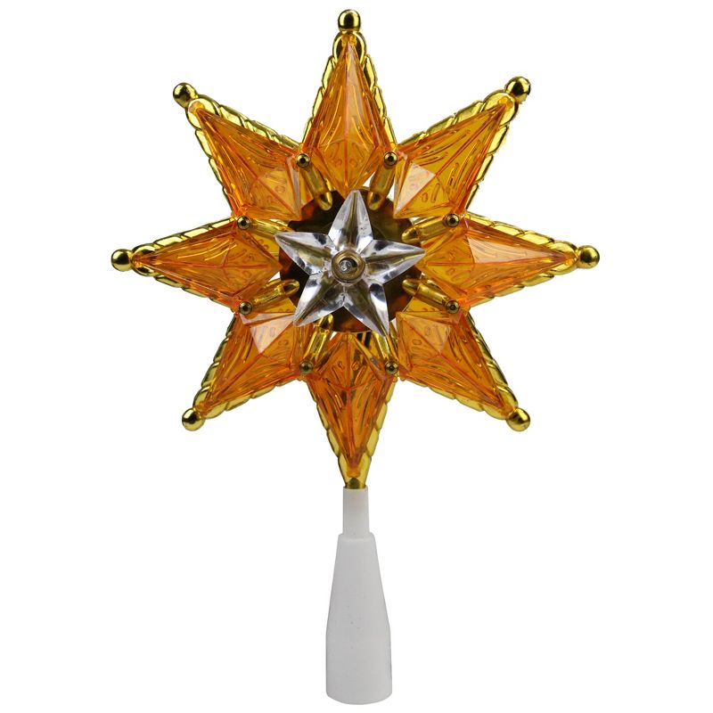 Northlight 8" Amber Mosaic Star Christmas Tree Topper - Clear Lights, 1 of 4