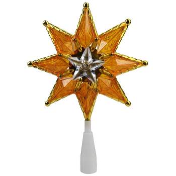 Northlight 8" Amber Mosaic Star Christmas Tree Topper - Clear Lights