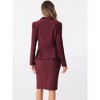 INSPIRE CHIC Women's Business Long Sleeve Notched Lapel Peplum Blazer Pencil Skirt Suit Set 2 Pcs - 3 of 4