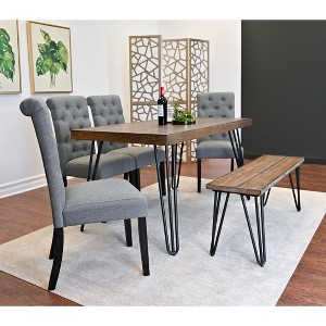NicBex Dining Room Table Set for 6 Rustic Dining Table Set with Wooden Tabletop, 1 Wooden Bench and 4 Chairs for Kitchen - 1 of 4