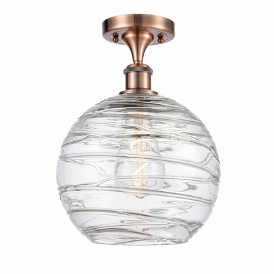 Athens Deco Swirl - 1 Light Semi-Flush Mount In Industrial Style-15 Inches Tall and 10 Inches Wide