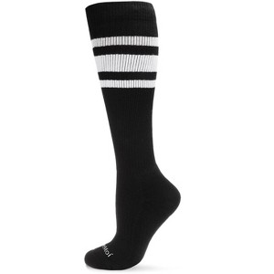 Memoi Unisex Striped Athletic Cushion Sole Knee High Cotton Blend 15-20mmHg Graduated Compression Socks - 1 of 4