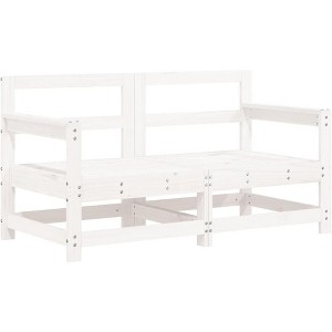 vidaXL Garden Corner Sofa White Solid pine wood, Plywood - 1 of 4