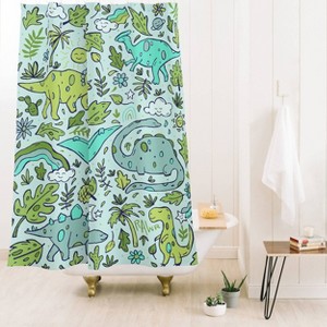 Deny Designs Doodle by Meg Tropical Dinos Shower Curtain - 1 of 2