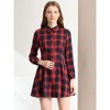 INSPIRE CHIC Women's Plaid Long Sleeves A-Line Button Up Casual Shirt Dress - 4 of 4