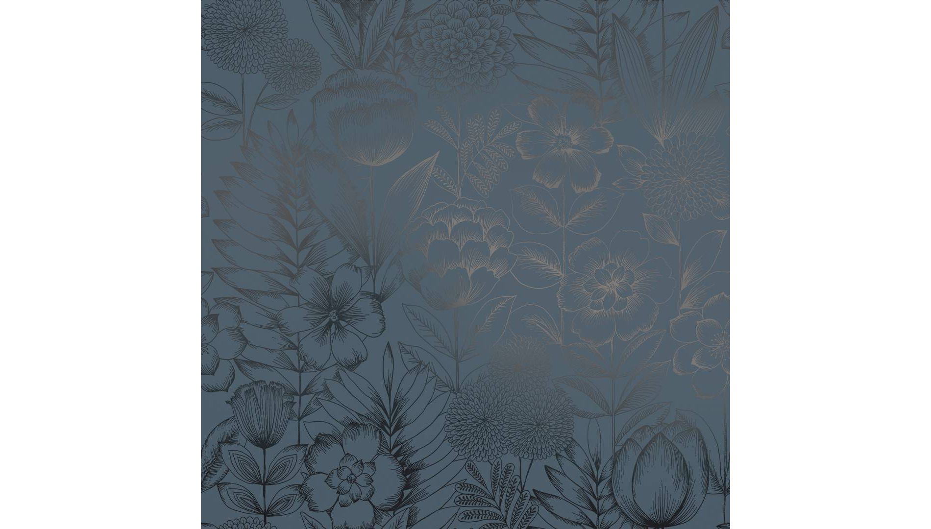 Tempaper & Co. 28 sq ft Homestead Floral Peel and Stick Wallpaper Metallic Blue