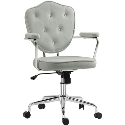 TopComfy Accent Chairs Tufted Office Chair with Adjustable Height Plush Seating Comfortable Chair Soft Seat for Office, Gray, 24.8"*24.2"*39.8"