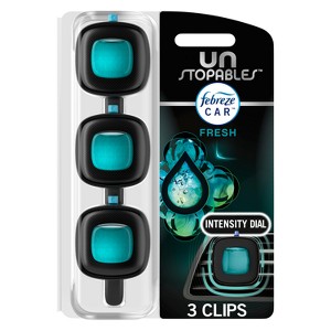 Febreze Unstopables Car Odor-Fighting Car Freshener Vent Clip - Fresh - 0.21 fl oz/3pk - 1 of 4