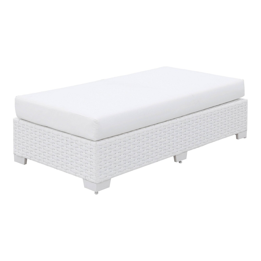 Alertis Patio Wicker Bench - White - miBasics: Outdoor Ottoman, Removable Cushions, UV & Water-Resistant