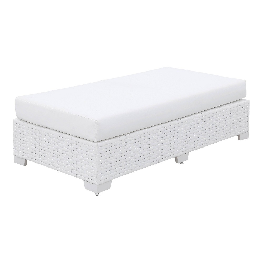 Photos - Garden Furniture Alertis Patio Wicker Bench - White - miBasics: Outdoor Ottoman, Removable