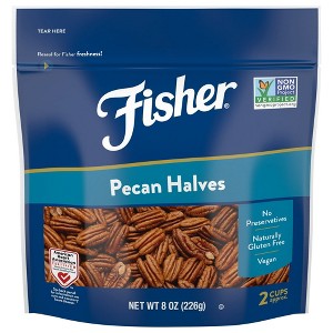 Fisher Chef's Naturals Gluten Free, No Preservatives, Non-GMO Pecan Halves, 8 oz Bag - 1 of 4