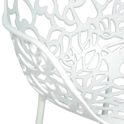 White Aluminum 5-Piece Outdoor Dining Set with Flower Design