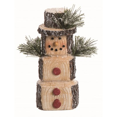 Transpac Resin Brown Christmas Small Snowy Wooden Snowman