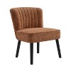 Vynxaria Brown Shellback Channel Back Chair Compact Small Space Design, 100% Polyester Boucle Fabric, Solid Wood Legs - 3 of 4