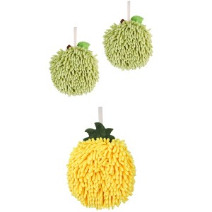 REGALWOVEN 3 Pack Chenille Soft Absorbent Fuzzy Bathroom Hand Towels 6" x 6" - 1 of 4