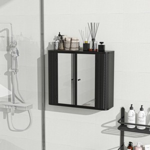 SEVOBAL Bathroom Storage Cabinet Wall Mounted Metal Frame with Mirror and Open Shelf for Vanity, Black, 27.55"*8.26"*23.62" - 1 of 4