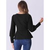 INSPIRE CHIC Women's Lantern Long Sleeve Babydoll Peplum Tunic Top - 4 of 4