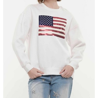 Women's God Bless American Flag Sequin Sweatshirt - Why Dress 2X