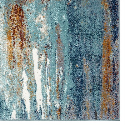 Luxe Weavers Modern Abstract Aqua Multi Area Rug