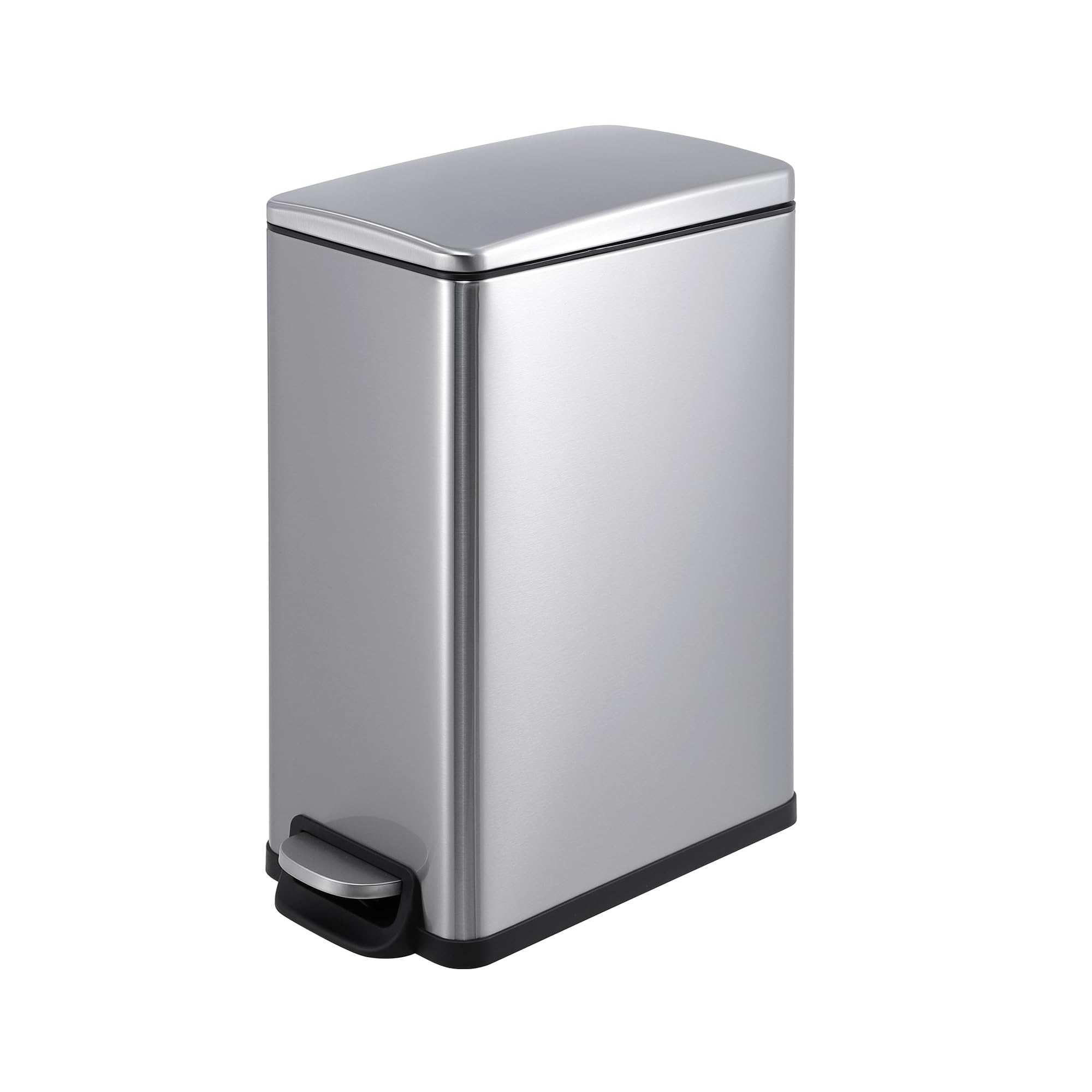 Slim Trash Can with Lid, 12 Gal (45 L) Stainless Steel Kitchen Garbage Can with Inner Bucket and Step On Foot Pedal, Narrow Metal Trash Bin