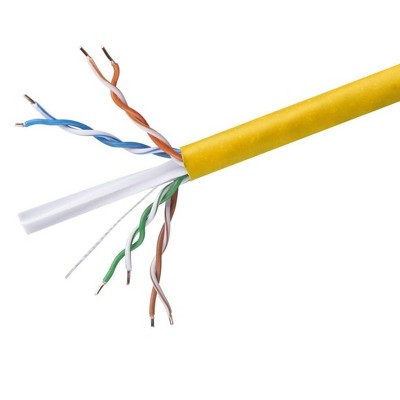 Monoprice Cat6 Ethernet Bulk Cable - Network Internet Cord - Solid, 350Mhz, UTP, Riser Rated,  Pure Bare Copper Wire, 23AWG, No Logo, 1000ft, Yellow