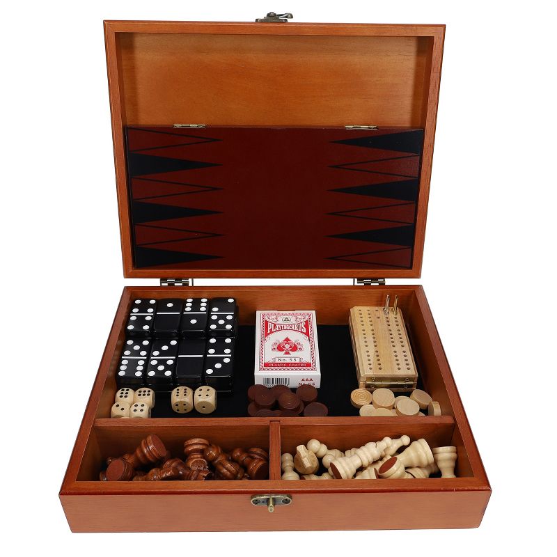 WE Games 7-in-1 Combination Game Set - Chess, Checkers, Backgammon, Cribbage, Dominoes Cards & Dice, 6 of 9