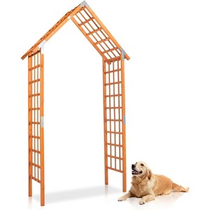 VINGLI 9.4ft Wooden Garden Arbor, Wedding Arch for Ceremony, Wood Garden Trellis for Plant Climbing, Pergola for Garden Backyard, Lawn - 1 of 4