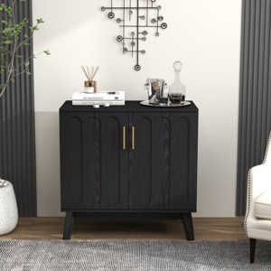 31.5" Mid Century Modern Fluted Sideboard Cabinet with Adjustable Shelves,Buffet Storage Cabinet for Living Room Entryway-Baofuwish - 1 of 4
