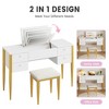 47“ Makeup Vanity Desk with Flip Top Mirror and Lights, 3 Lighting Mode, Make Up Vanity with Chair - 4 of 4