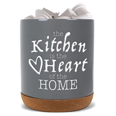 Elanze Designs Heart Of Home Grey X-Large Cork Bottom, Kitchen Counter, Ceramic Stoneware, Coffee, Tea and Hot Chocolate, Machine Brewing, K Capsule