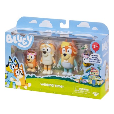 Bluey Wedding Time Figures Set with Uncle Rad, Frisky, Bluey, and Bingo